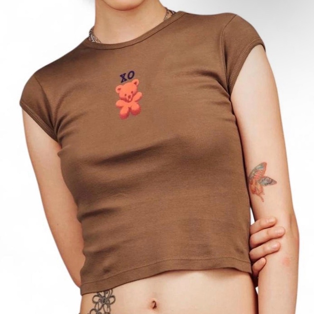 UNIF Brown XO Bear Crop Top
